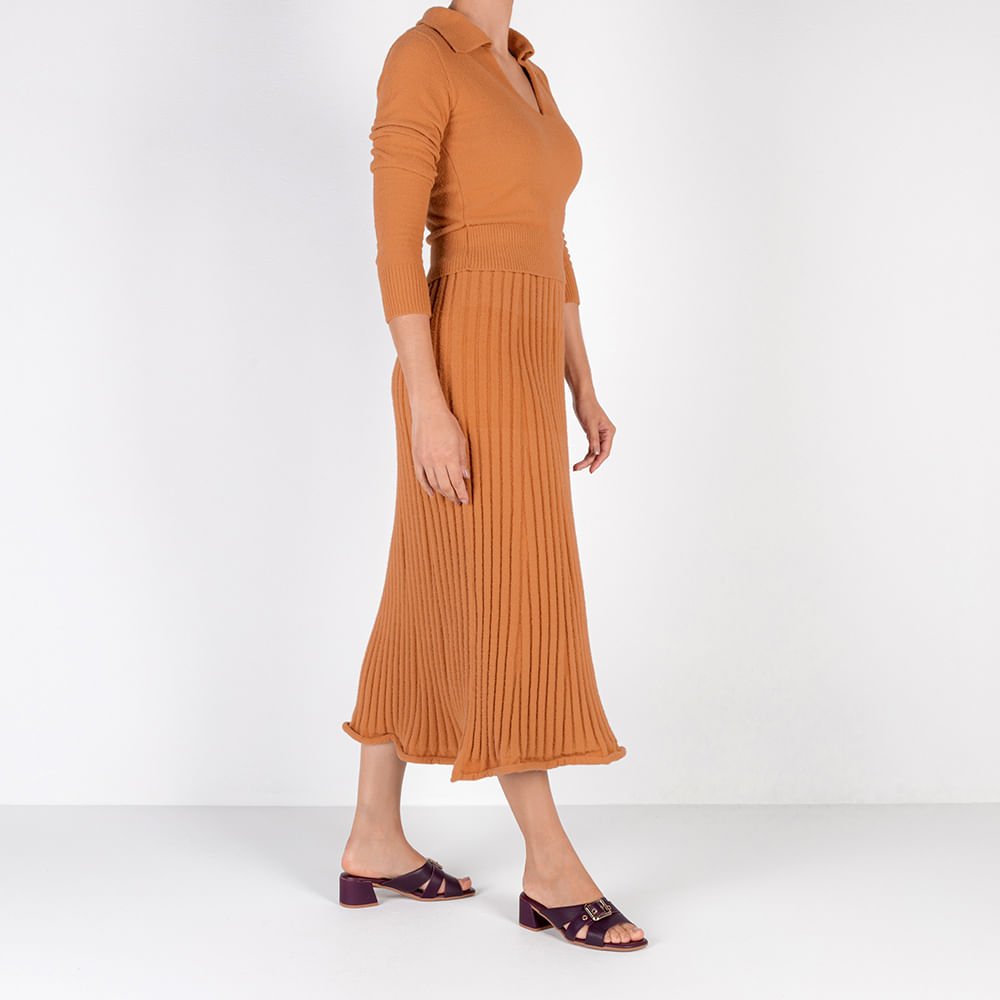 Tamanco Roxo Salto Bloco Couro Fivela Roxo 4