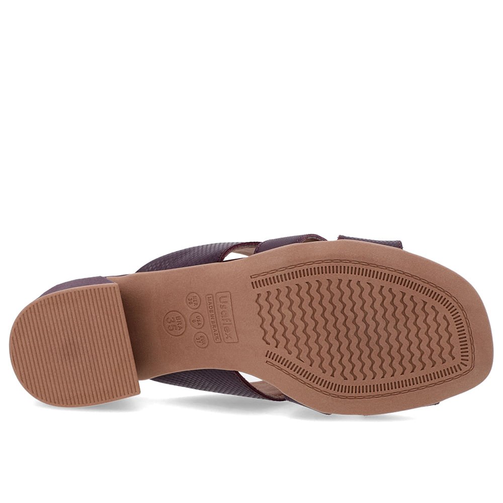 Tamanco Roxo Salto Bloco Couro Fivela Roxo 5