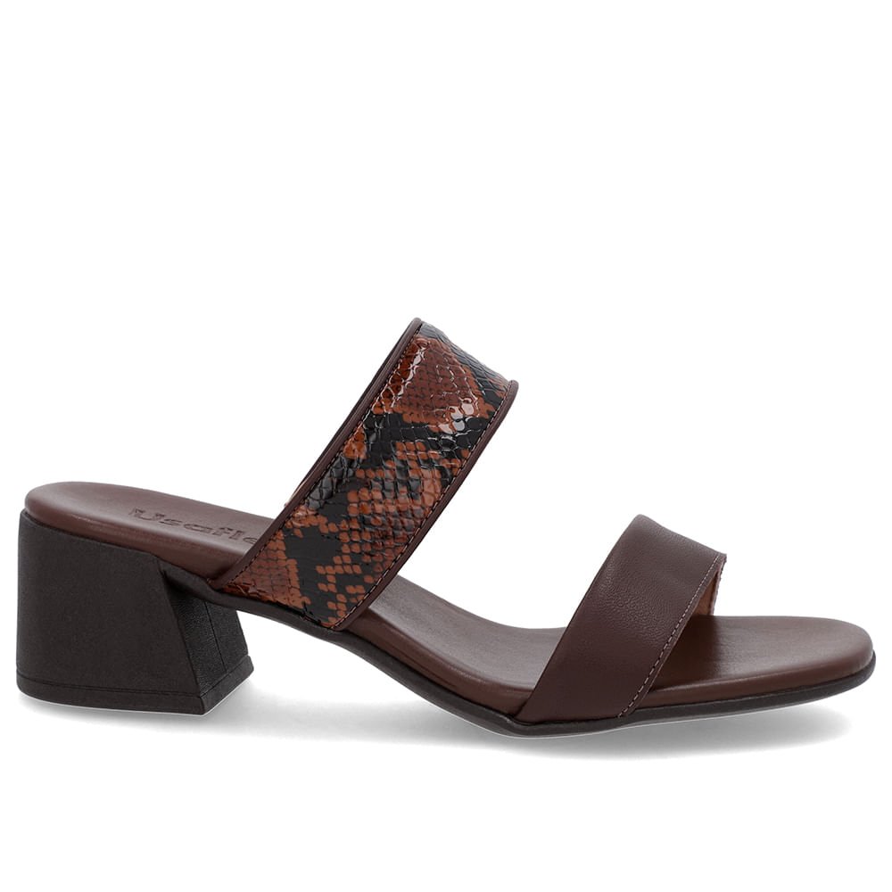 Tamanco Animal Print Salto Bloco Tiras