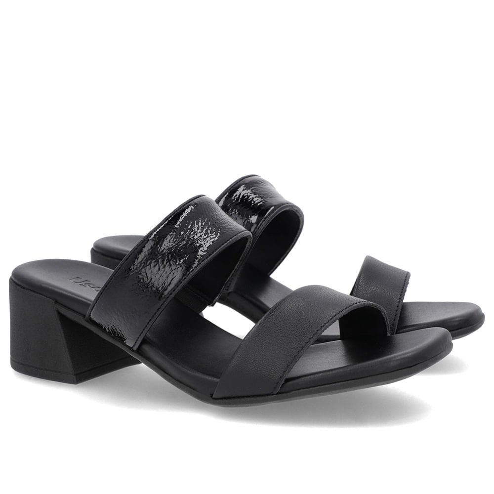 Tamanco Preto Salto Bloco Tiras Preto 2