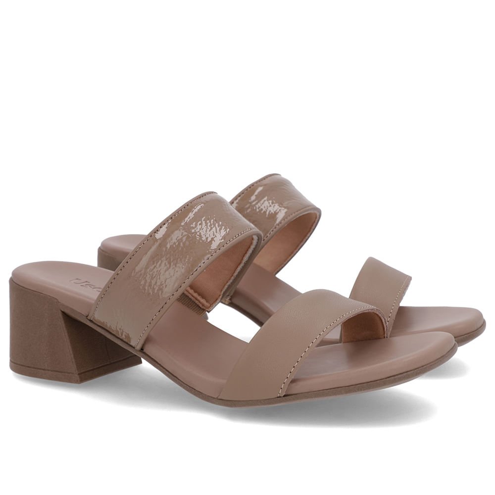 Tamanco Marrom Salto Bloco Tiras Marrom 2