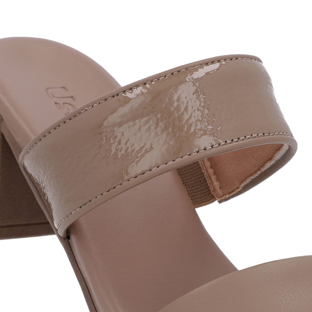 Tamanco Marrom Salto Bloco Tiras Marrom 4