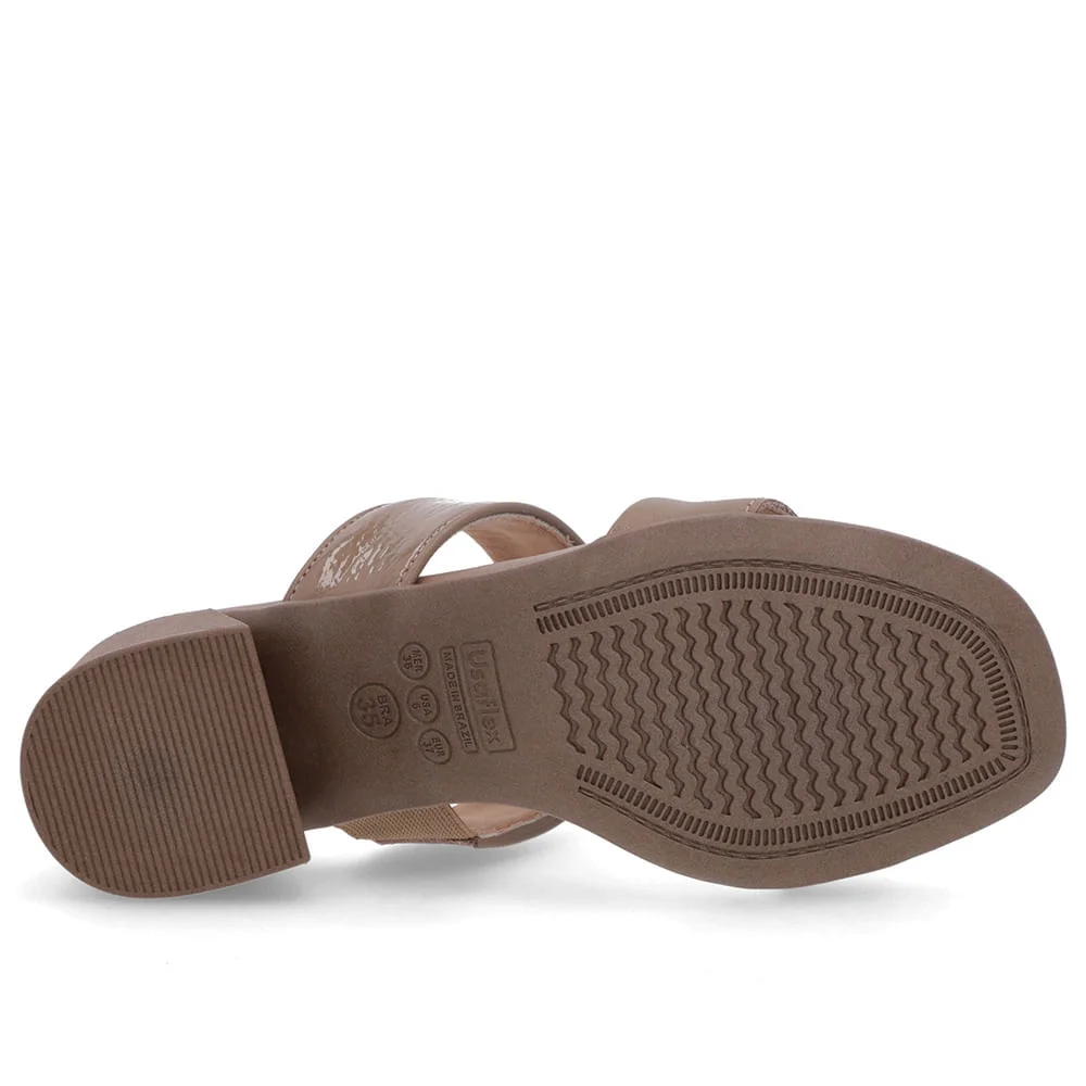 Tamanco Marrom Salto Bloco Tiras Marrom 5