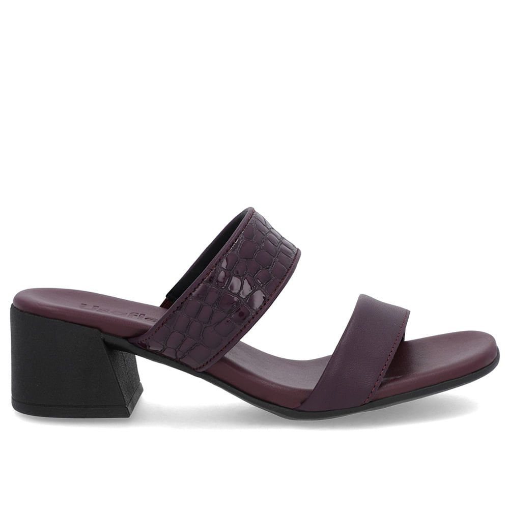 Tamanco Roxo Salto Bloco Tiras
