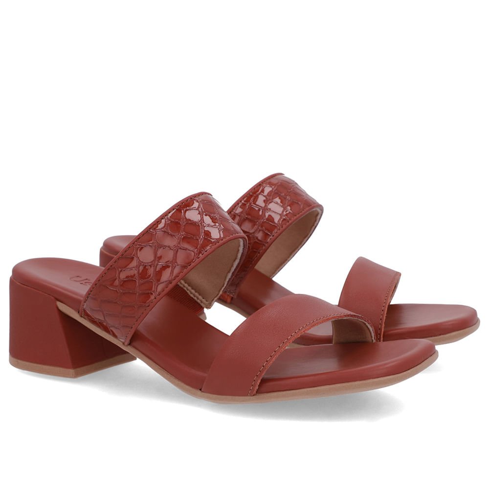 Tamanco Marrom Salto Bloco Tiras Marrom 2