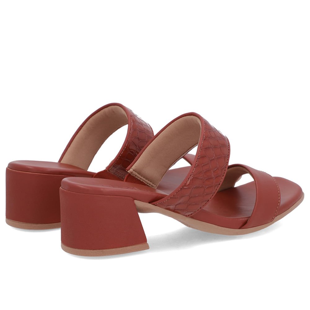 Tamanco Marrom Salto Bloco Tiras Marrom 3