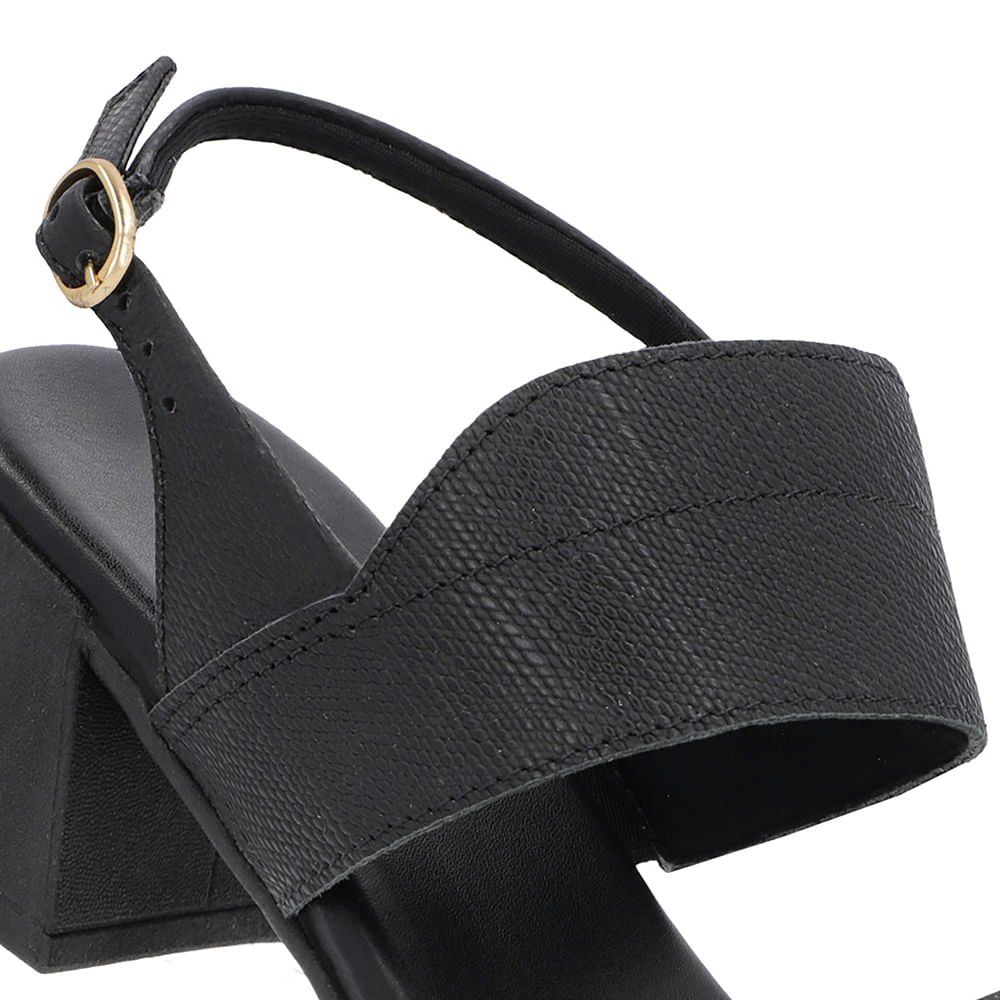 Sandália Preta Couro Salto Bloco Detalhe Tira Preto 4