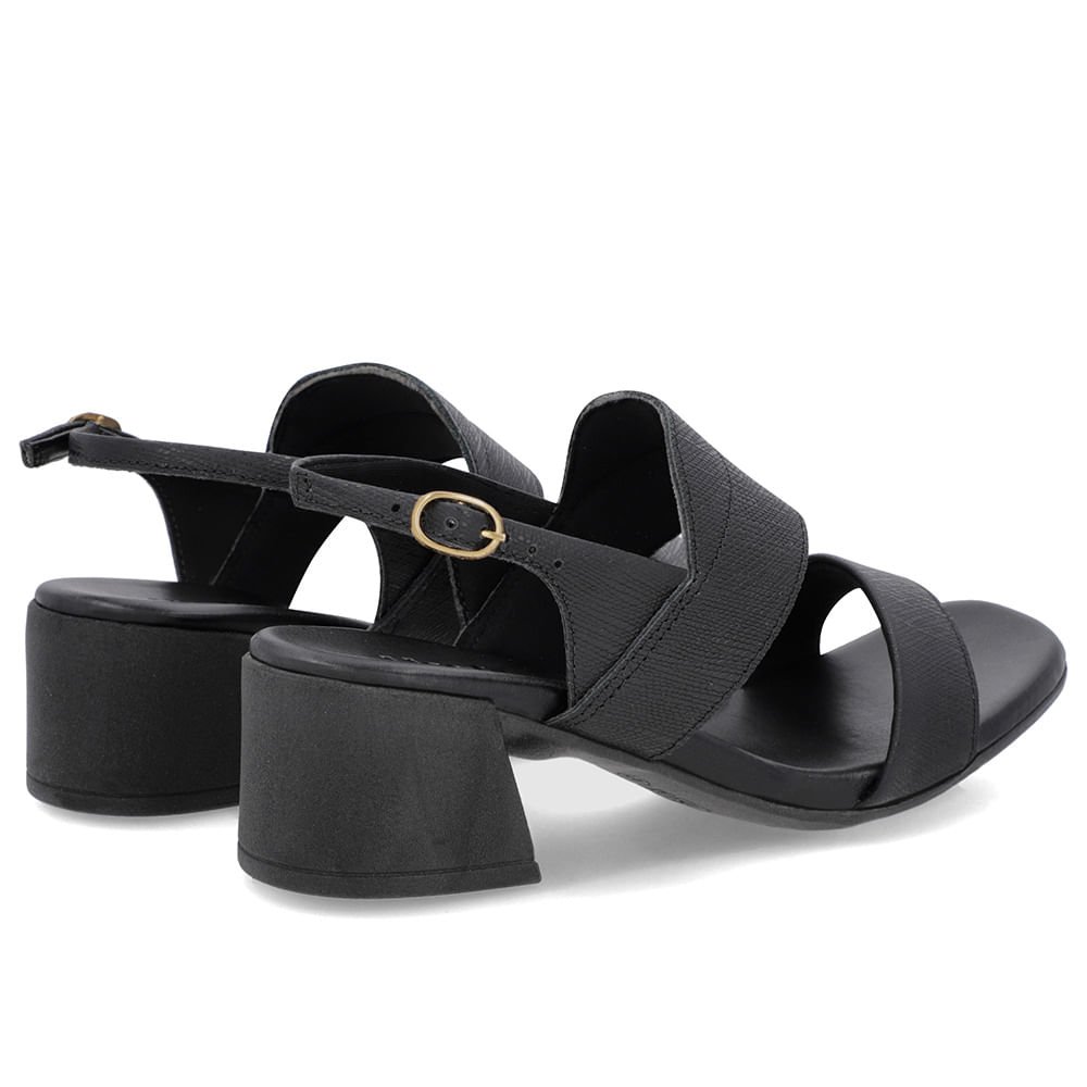 Sandália Preta Couro Salto Bloco Detalhe Tira Preto 3