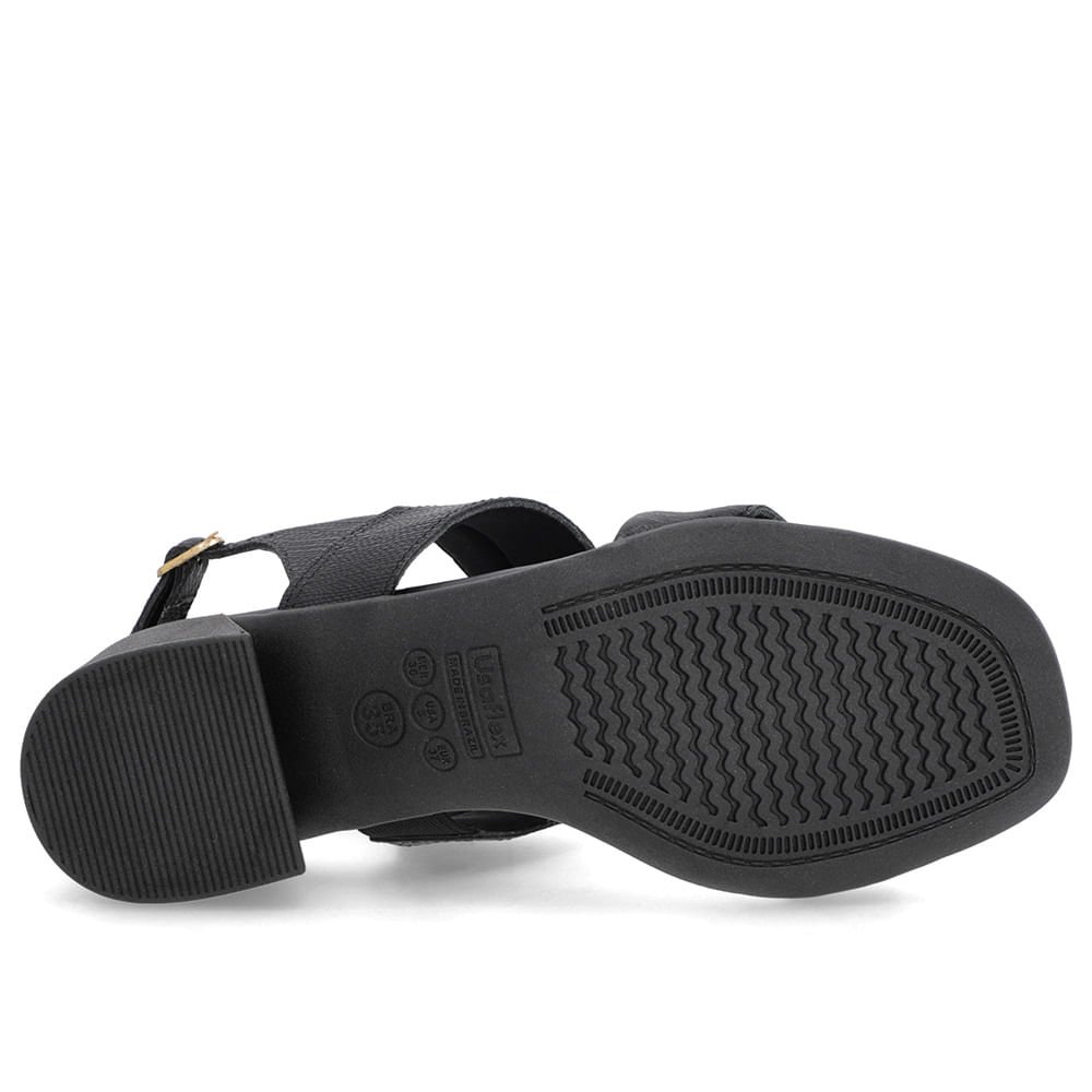 Sandália Preta Couro Salto Bloco Detalhe Tira Preto 5