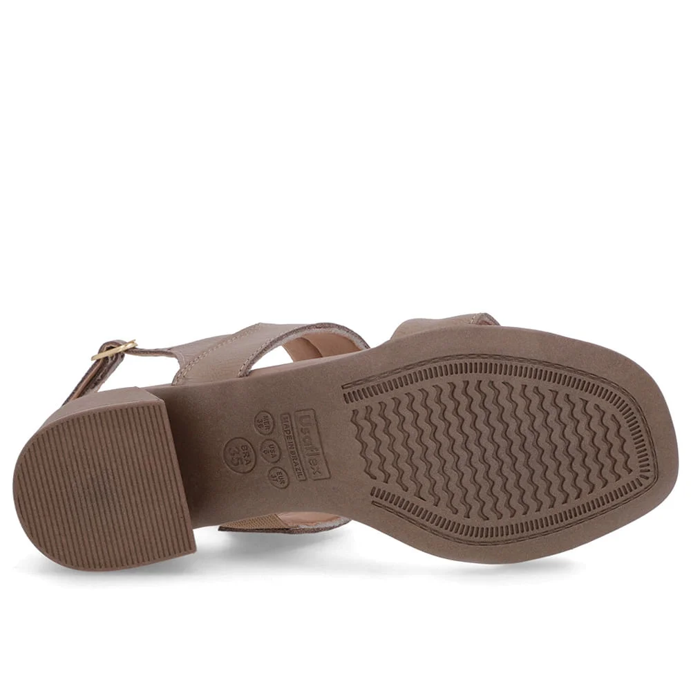 Sandália Marrom Couro Salto Bloco Detalhe Tira Marrom 5