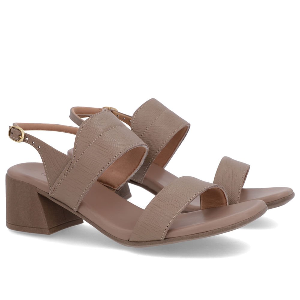 Sandália Marrom Couro Salto Bloco Detalhe Tira Marrom 2