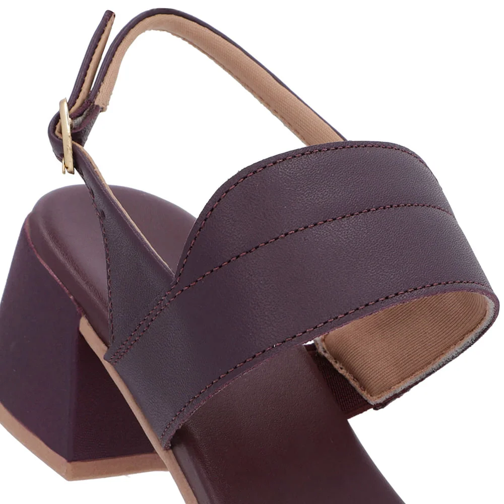 Sandália Roxa Couro Salto Bloco Detalhe Tira Roxo 4