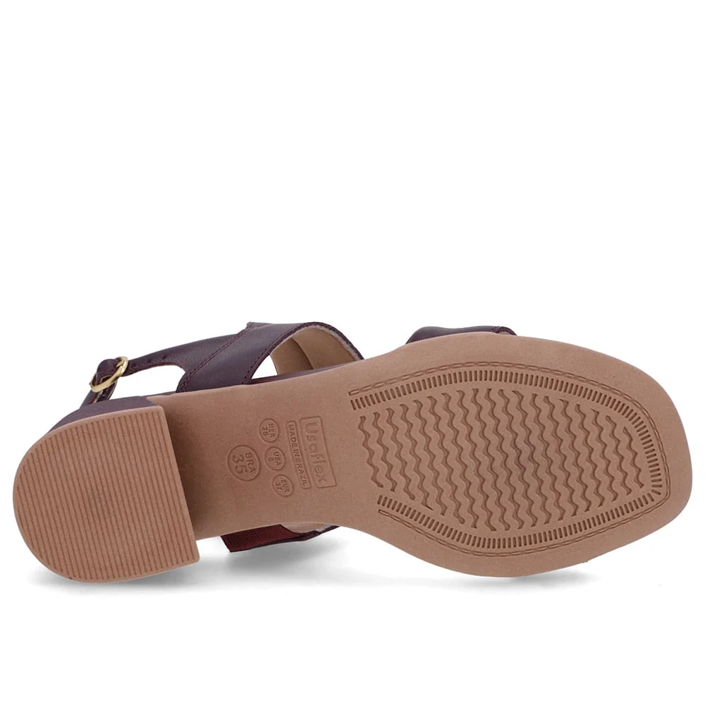 Sandália Roxa Couro Salto Bloco Detalhe Tira Roxo 5