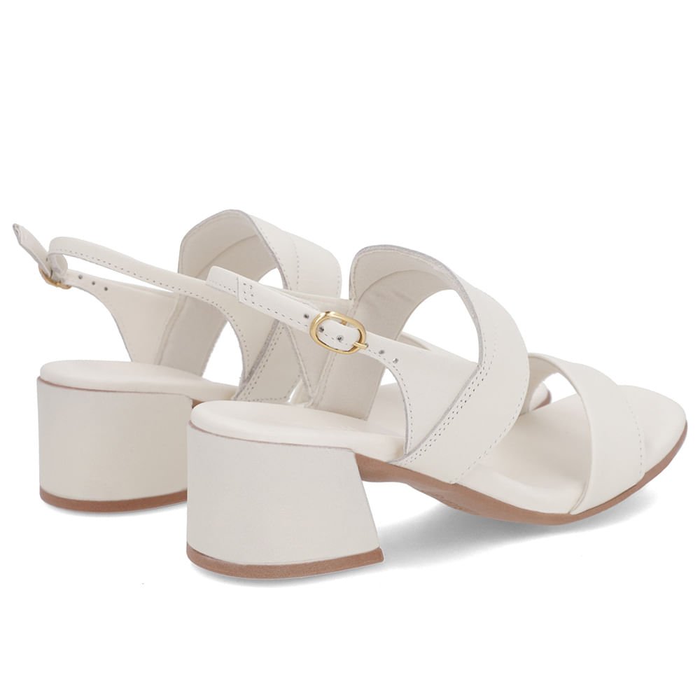 Sandália Branca Marfim Couro Salto Bloco Detalhe Tira Branco 3