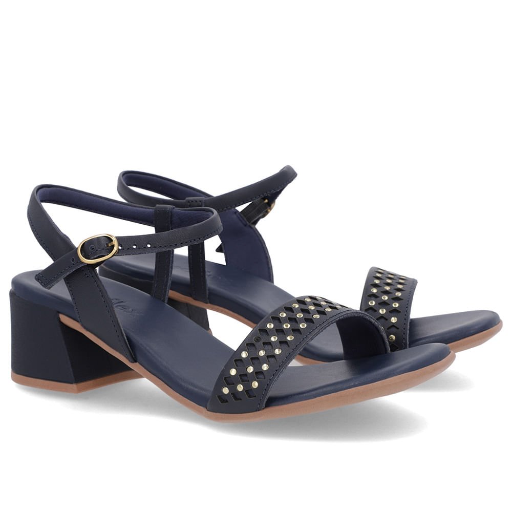 Sandália Azul Couro Detalhe Laser Rebite Azul 2