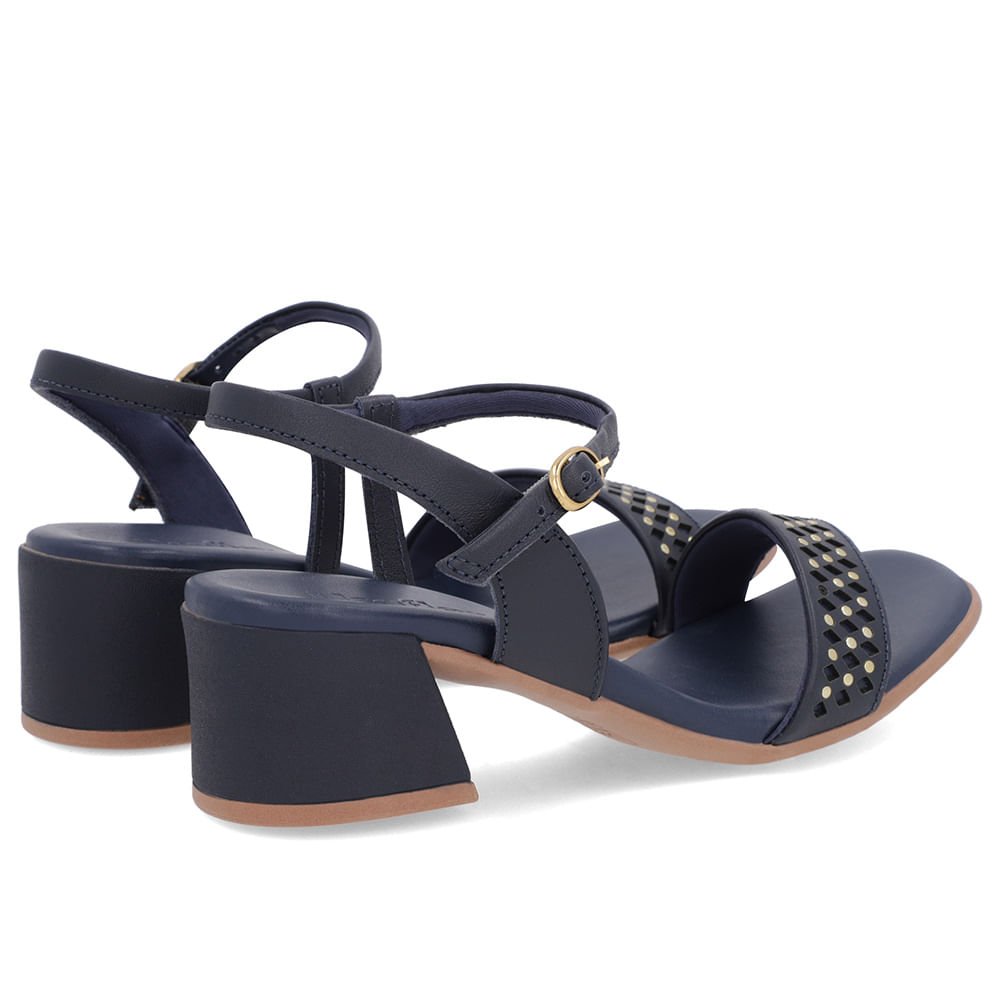 Sandália Azul Couro Detalhe Laser Rebite Azul 3