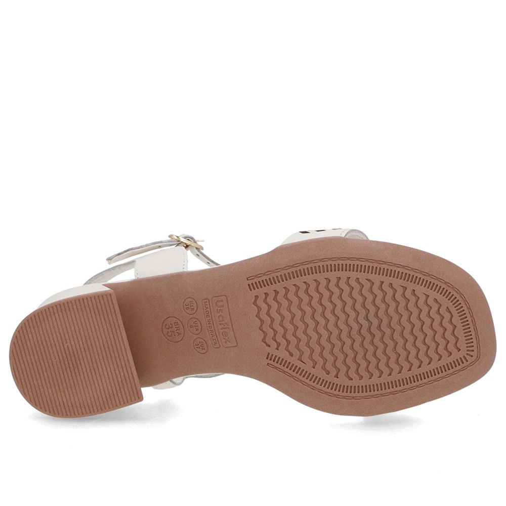 Sandália Branca Marfim Couro Detalhe Laser Rebite Branco 5