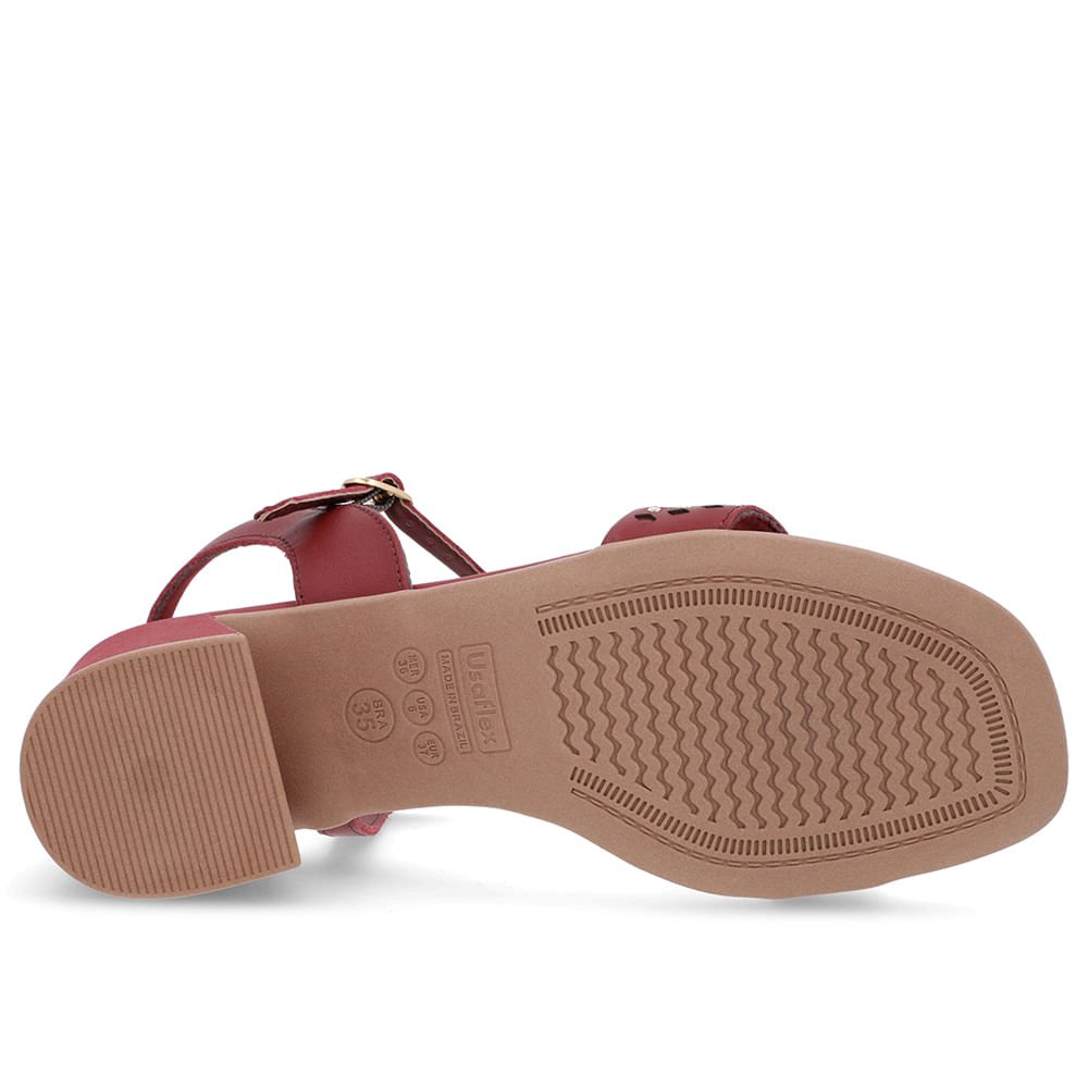 Sandália Vermelha Couro Detalhe Laser Rebite Vermelho 5