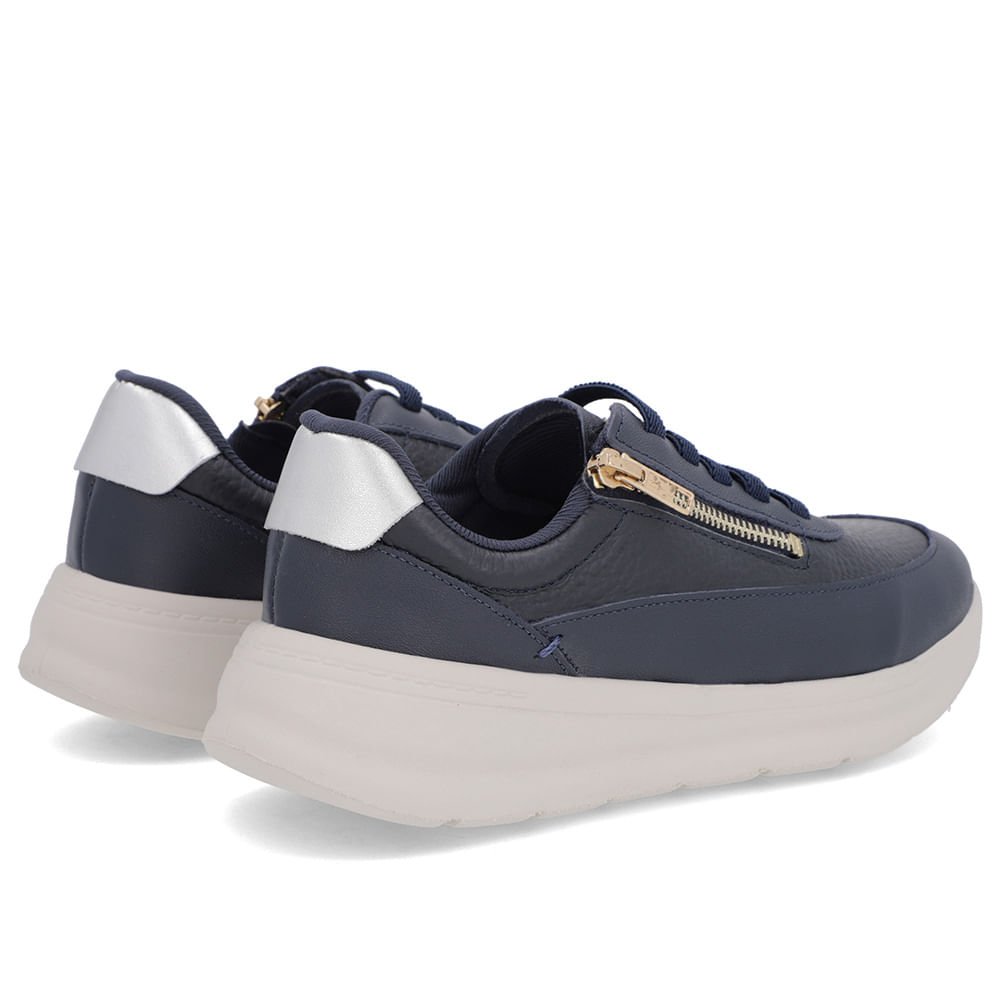 Tênis Azul Couro Sola Clara Zíper Azul 3