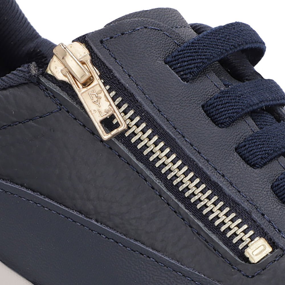 Tênis Azul Couro Sola Clara Zíper Azul 4