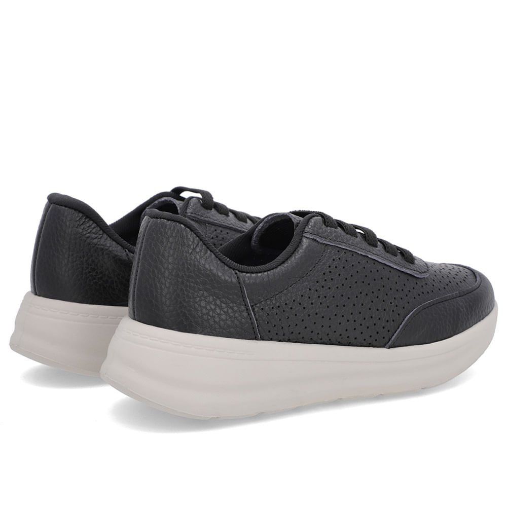 Tênis Urbano Preto Couro Furos Preto 3