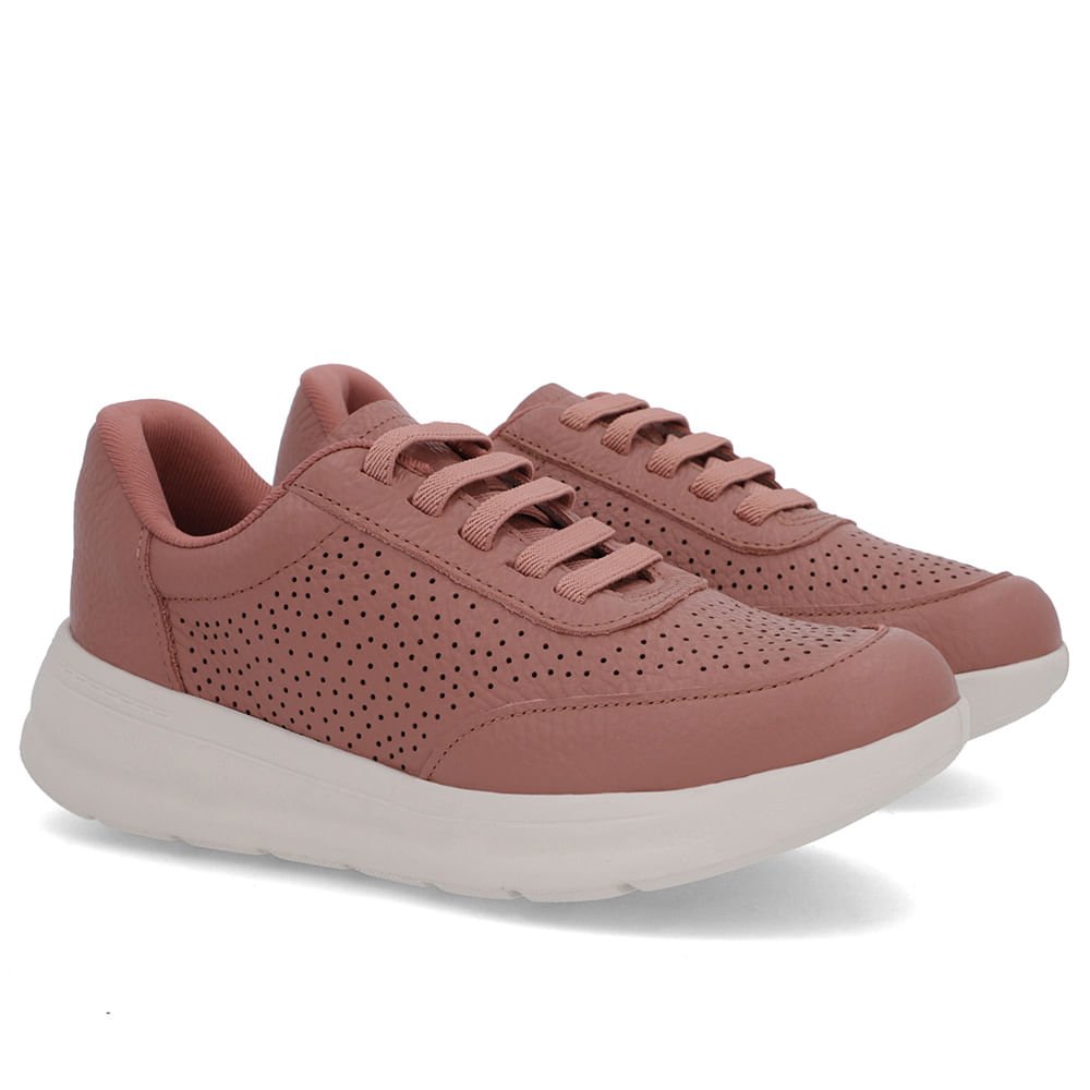 Tênis Urbano Rosa Couro Furos Rosa 2