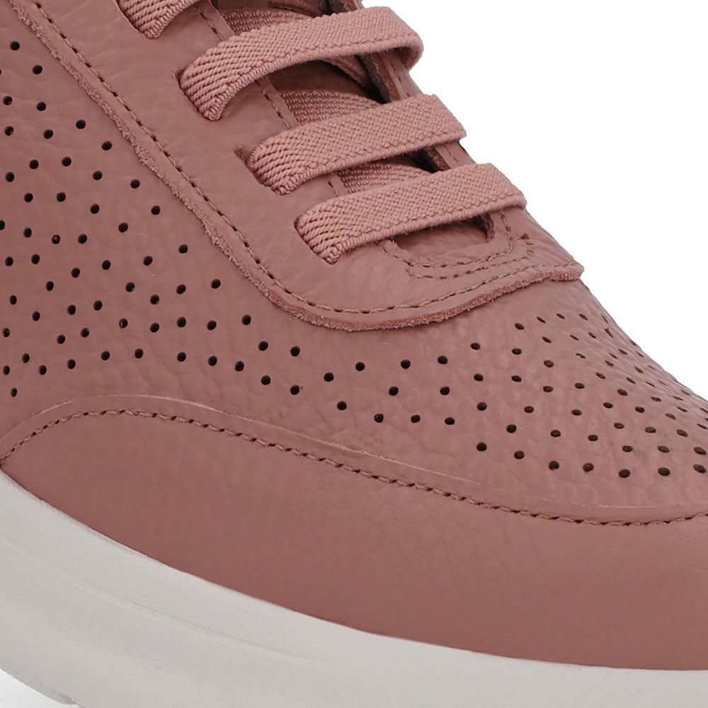 Tênis Urbano Rosa Couro Furos Rosa 4