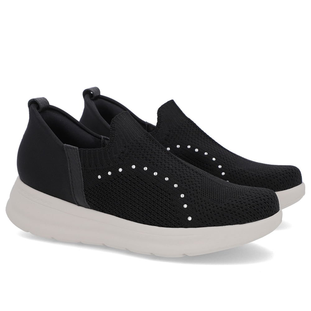 Tênis Preto Tricot Strass Preto 2