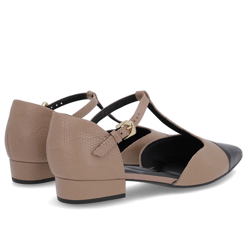 Scarpin Marrom Couro Salto Bloco Fechado Marrom 3