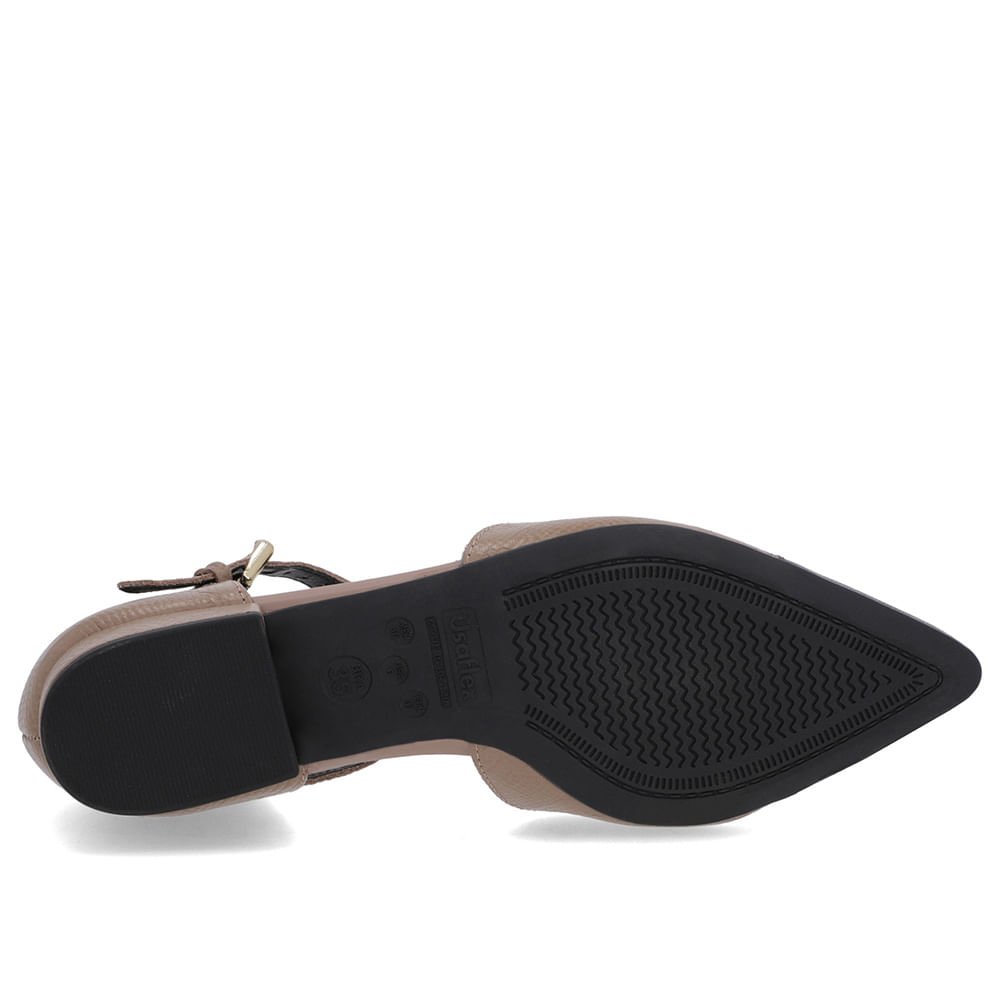 Scarpin Marrom Couro Salto Bloco Fechado Marrom 5