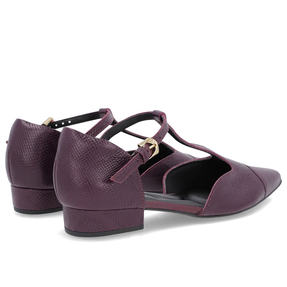 Scarpin Roxo Couro Salto Bloco Fechado Roxo 3