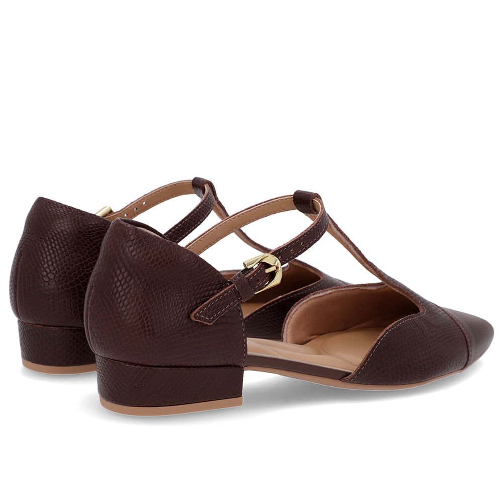 Scarpin Marrom Couro Salto Bloco Fechado Marrom 3