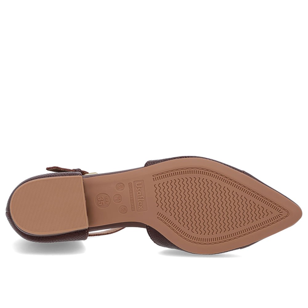 Scarpin Marrom Couro Salto Bloco Fechado Marrom 5