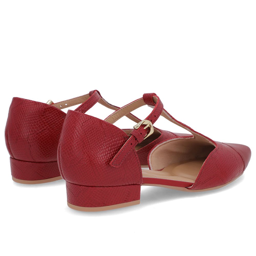 Scarpin Vermelho Couro Salto Bloco Fechado Vermelho 3
