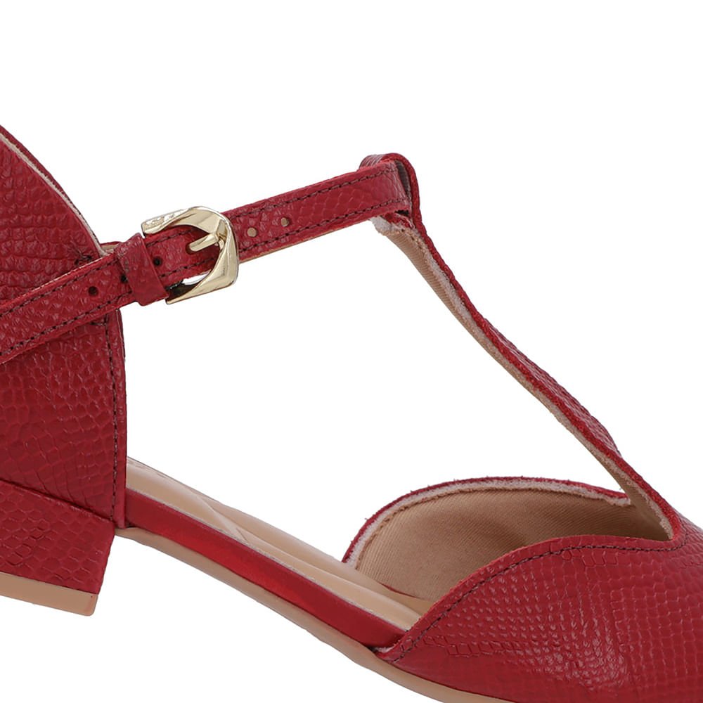 Scarpin Vermelho Couro Salto Bloco Fechado Vermelho 4