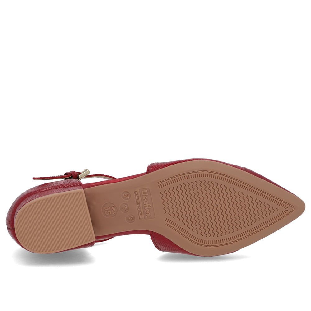 Scarpin Vermelho Couro Salto Bloco Fechado Vermelho 5