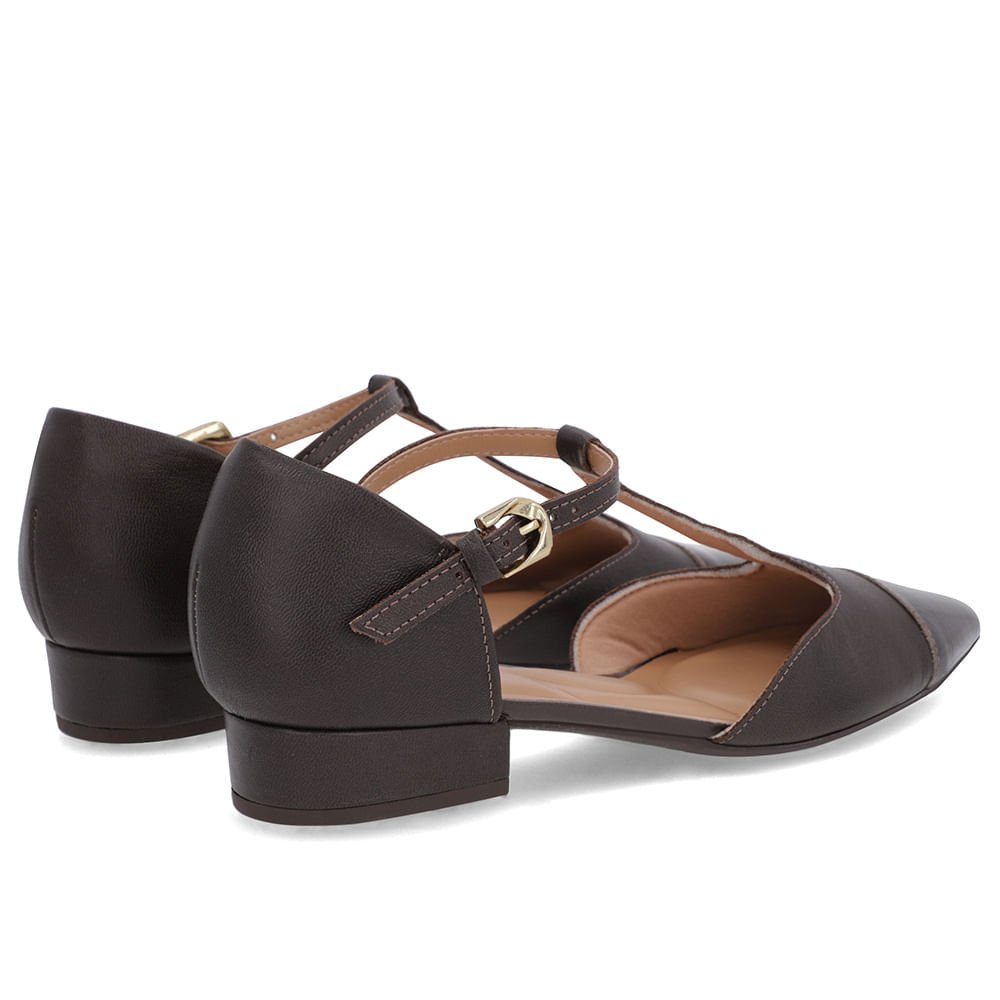 Scarpin Marrom Couro Salto Bloco Fechado Marrom 3