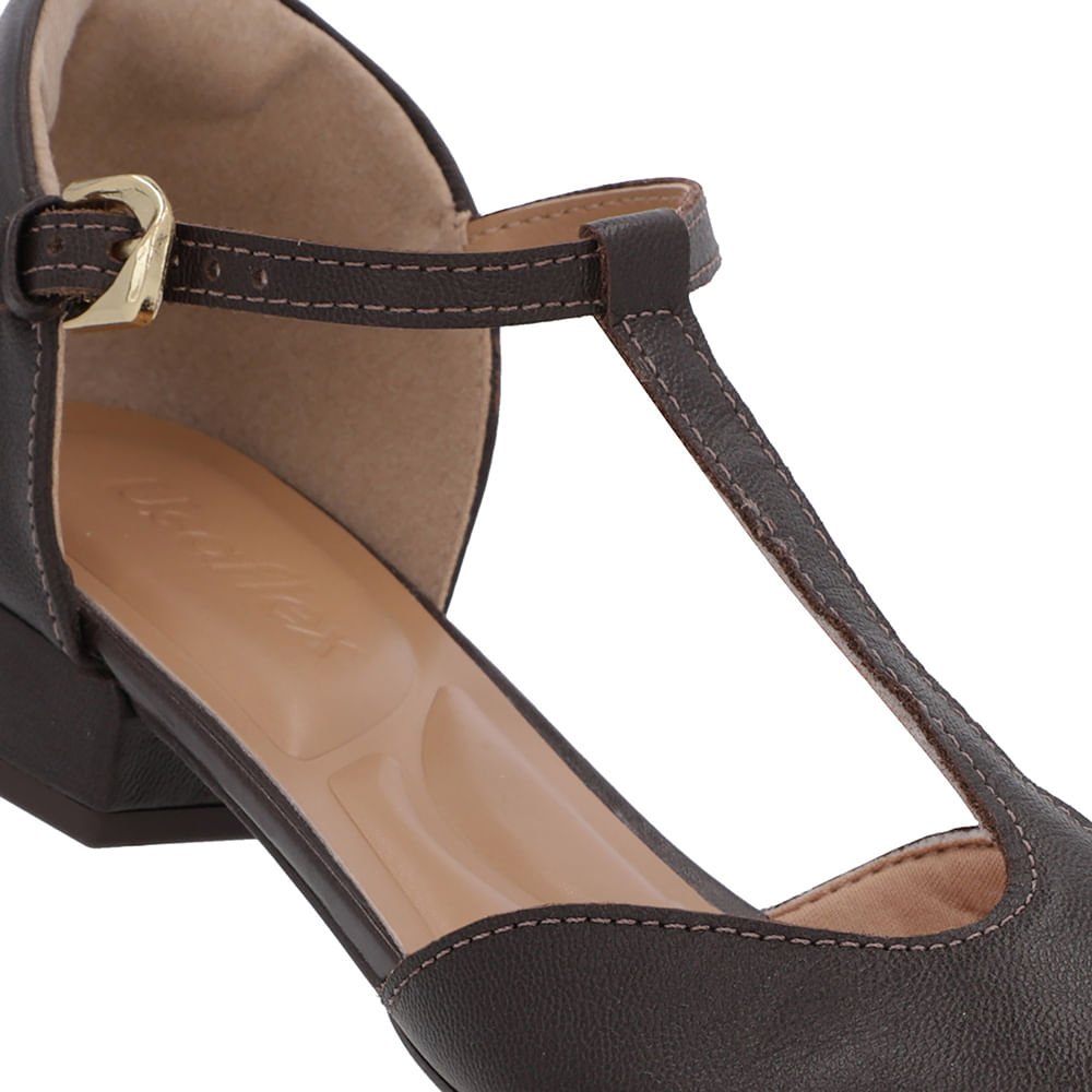 Scarpin Marrom Couro Salto Bloco Fechado Marrom 4