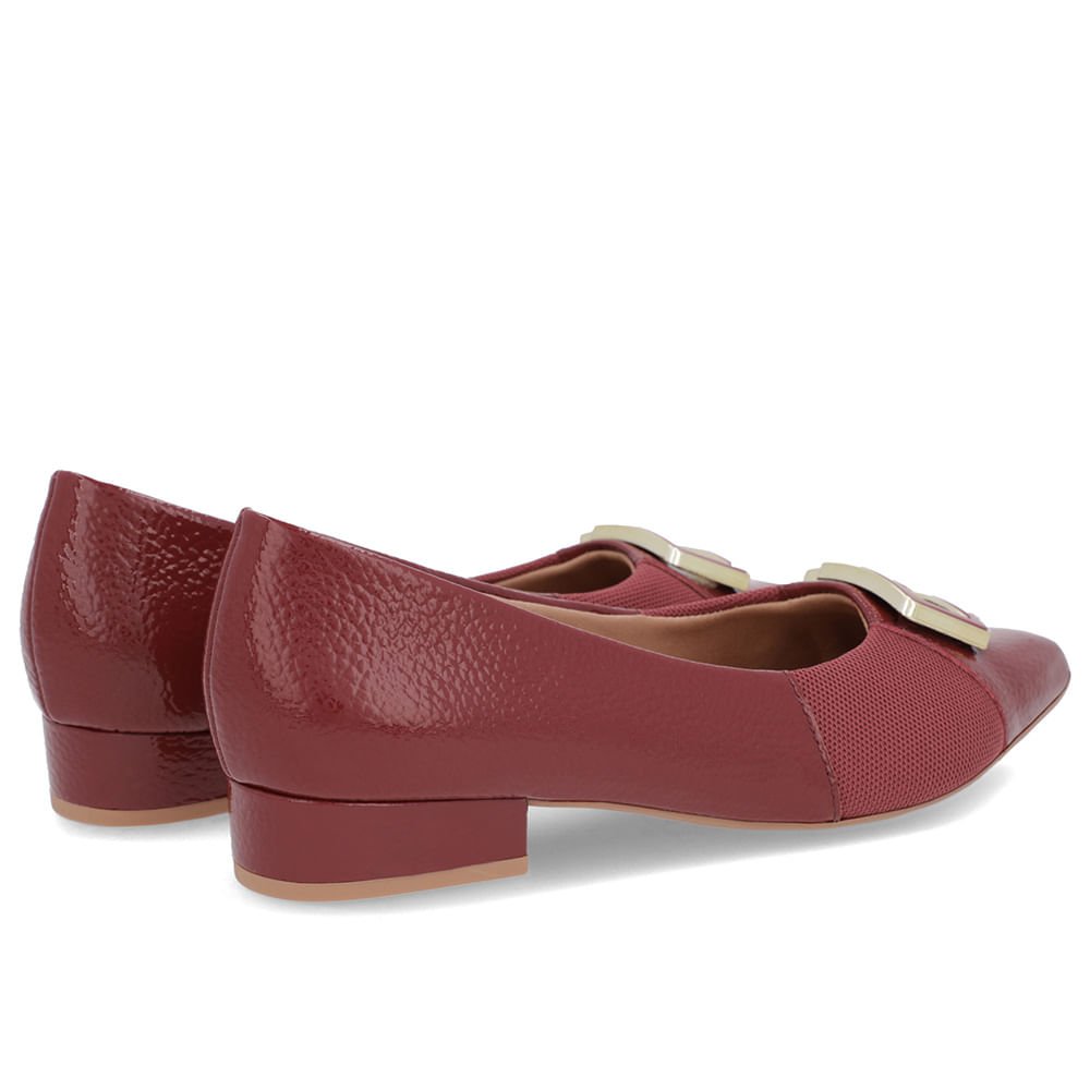 Scarpin Vermelho Verniz Bico Fino Enfeite Vermelho 3