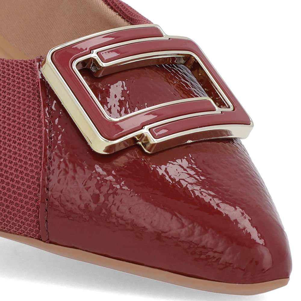 Scarpin Vermelho Verniz Bico Fino Enfeite Vermelho 4