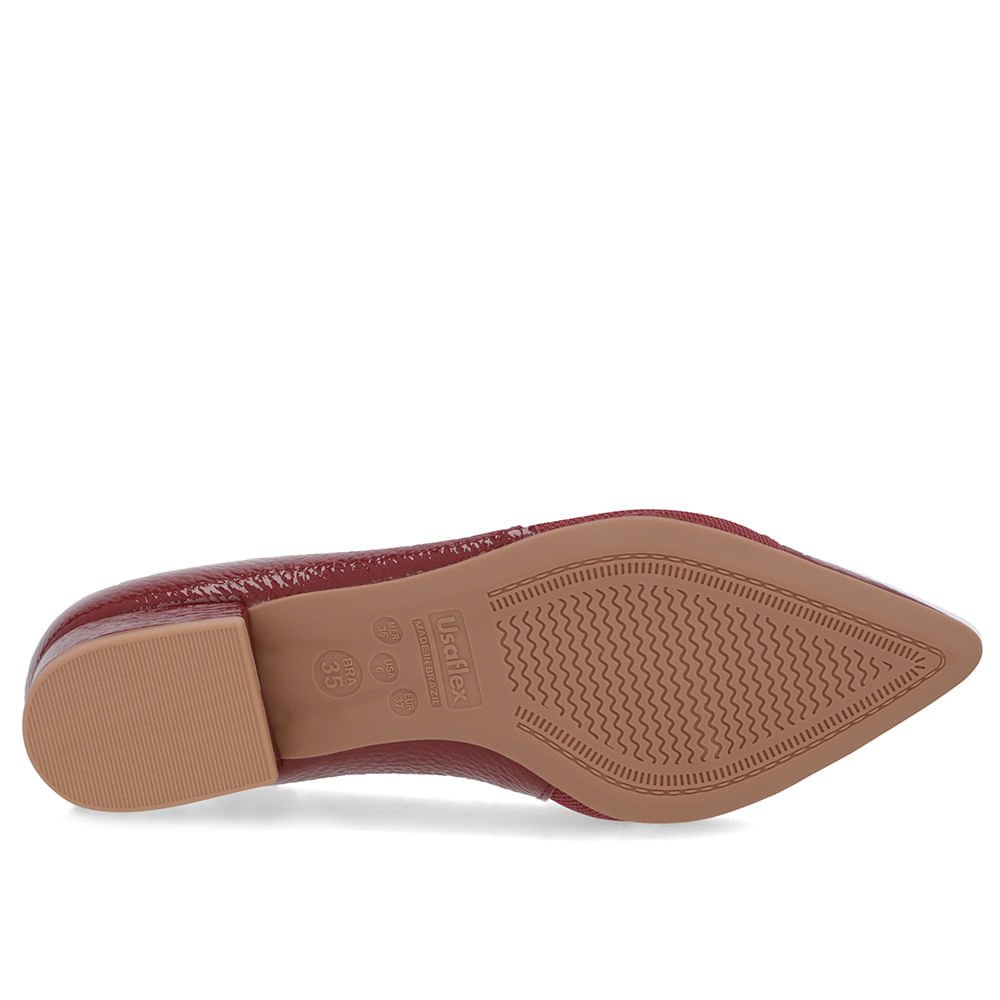 Scarpin Vermelho Verniz Bico Fino Enfeite Vermelho 5