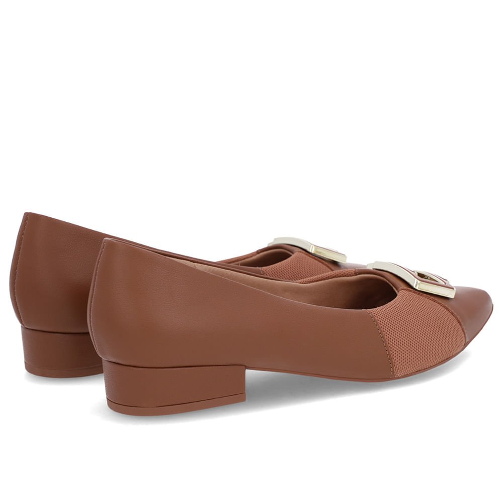 Scarpin Marrom Couro Bico Fino Enfeite Marrom 3