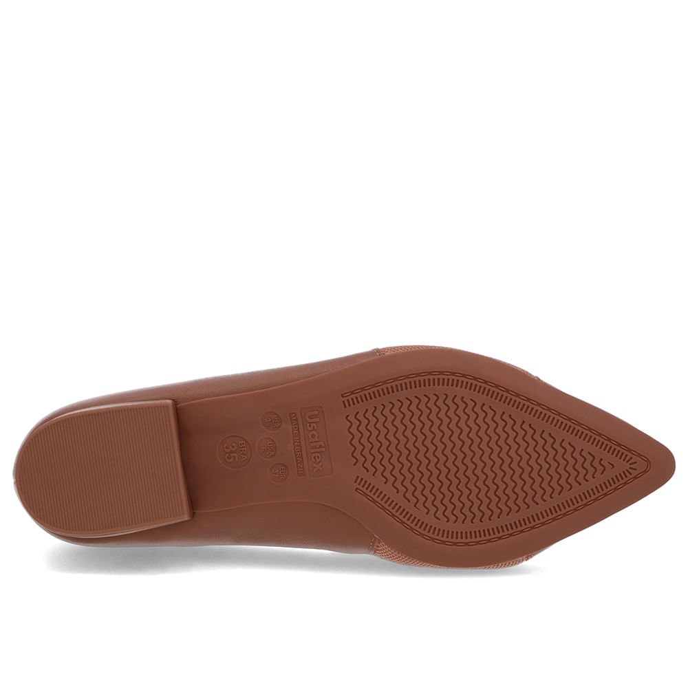 Scarpin Marrom Couro Bico Fino Enfeite Marrom 5