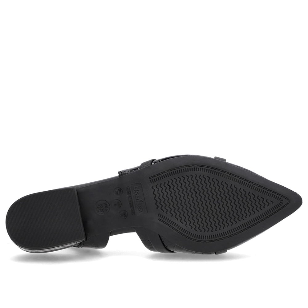 Slingback Preto Semi Aberto Couro Croco Tiras Preto 5