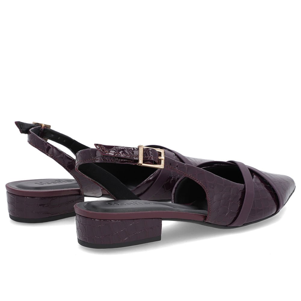 Slingback Roxo Semi Aberto Couro Croco Tiras Roxo 3