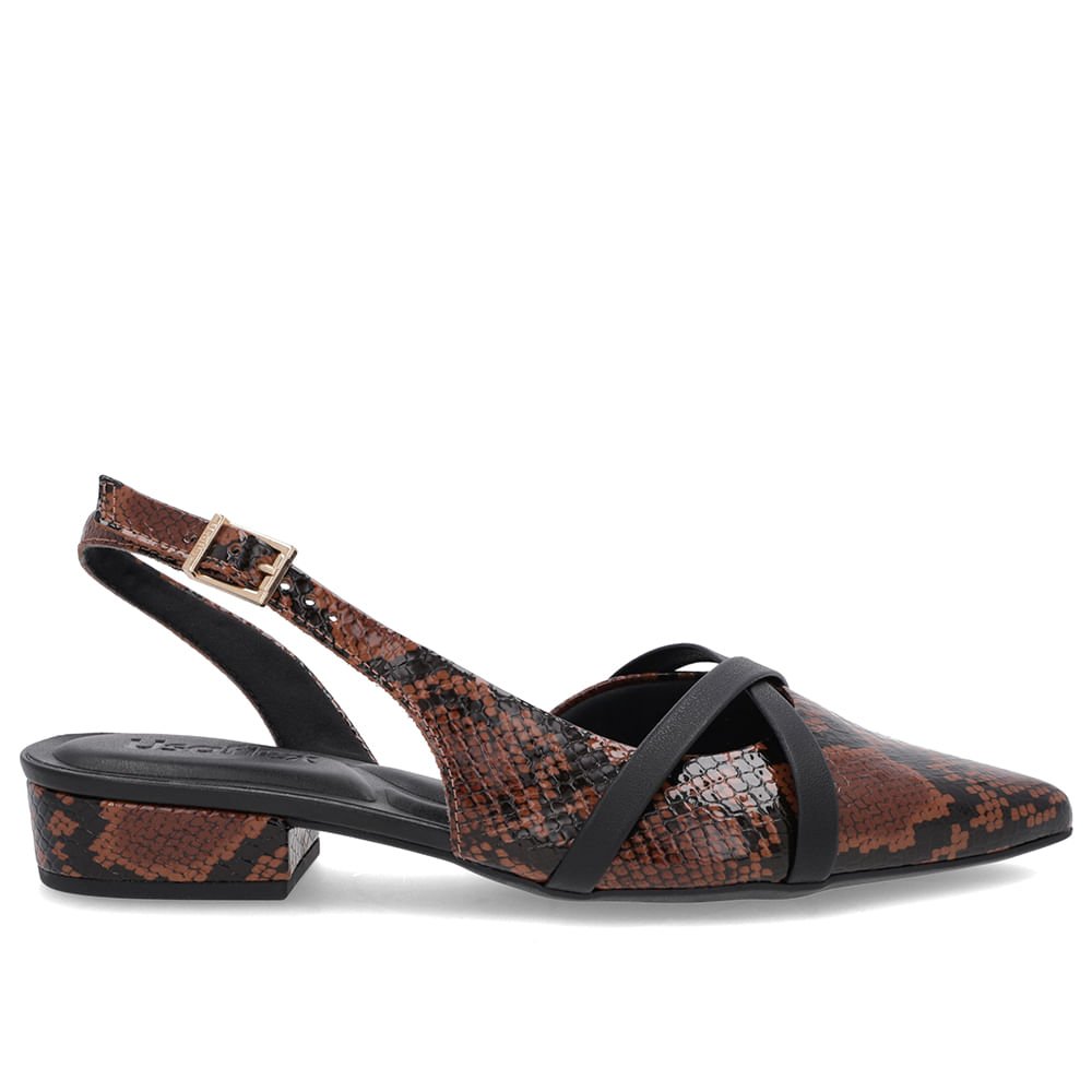 Slingback Animal Print Semi Aberto Couro Tiras