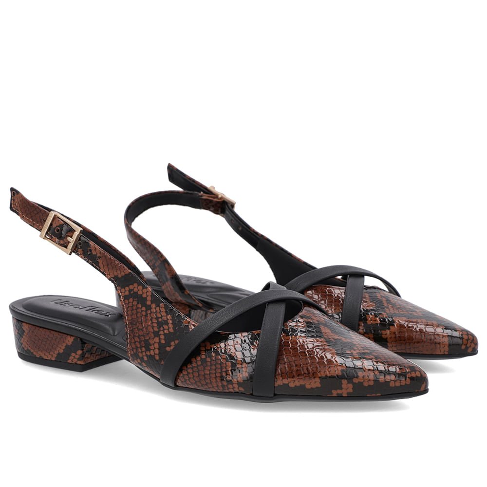 Slingback Animal Print Semi Aberto Couro Tiras Animal Print 2