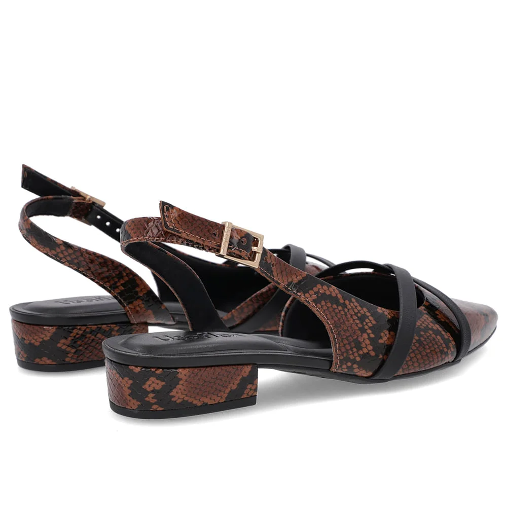 Slingback Animal Print Semi Aberto Couro Tiras Animal Print 3