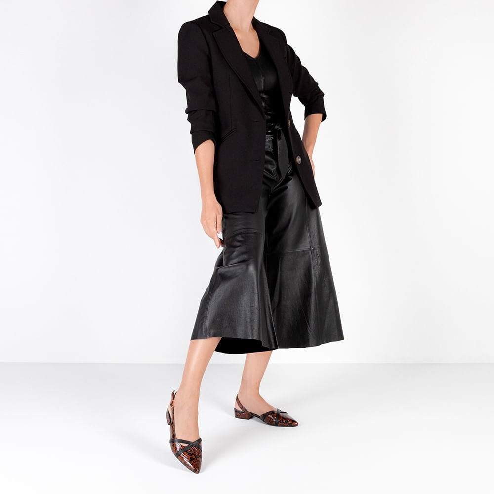 Slingback Animal Print Semi Aberto Couro Tiras Animal Print 4