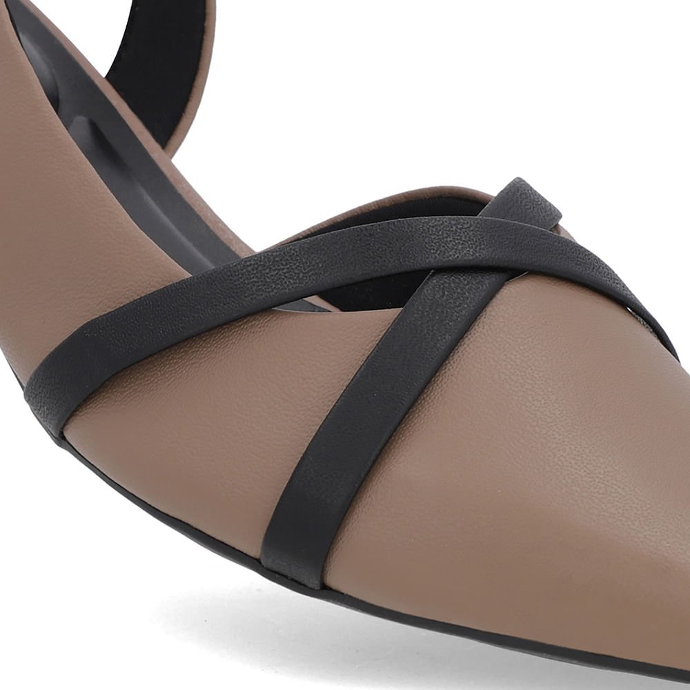 Slingback Marrom Semi Aberto Couro Liso Tiras Marrom 4